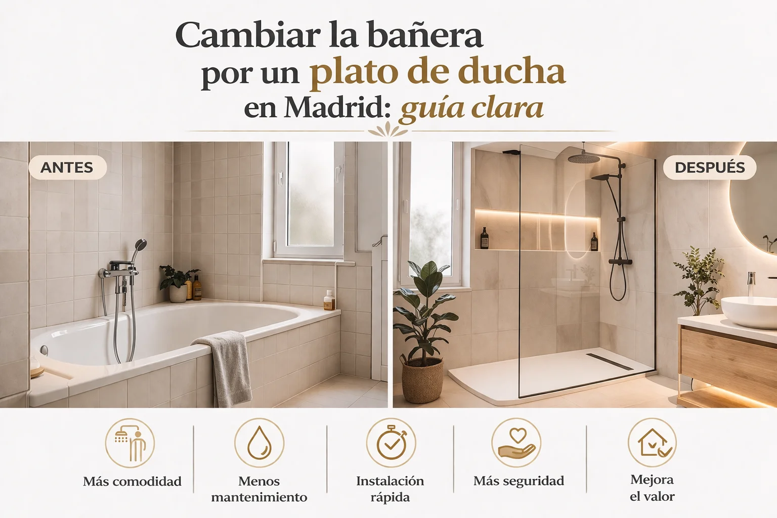 cambiar bañera por plato de ducha Madrid