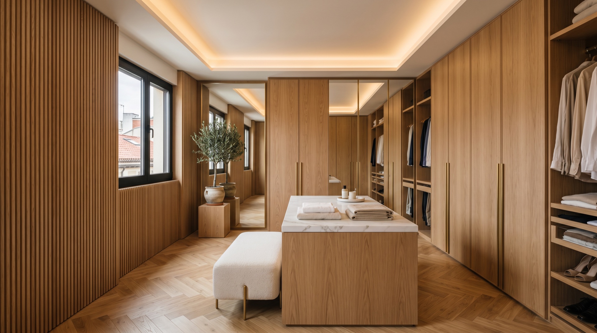 Vestidor personalizado a medida en Madrid con armarios de roble