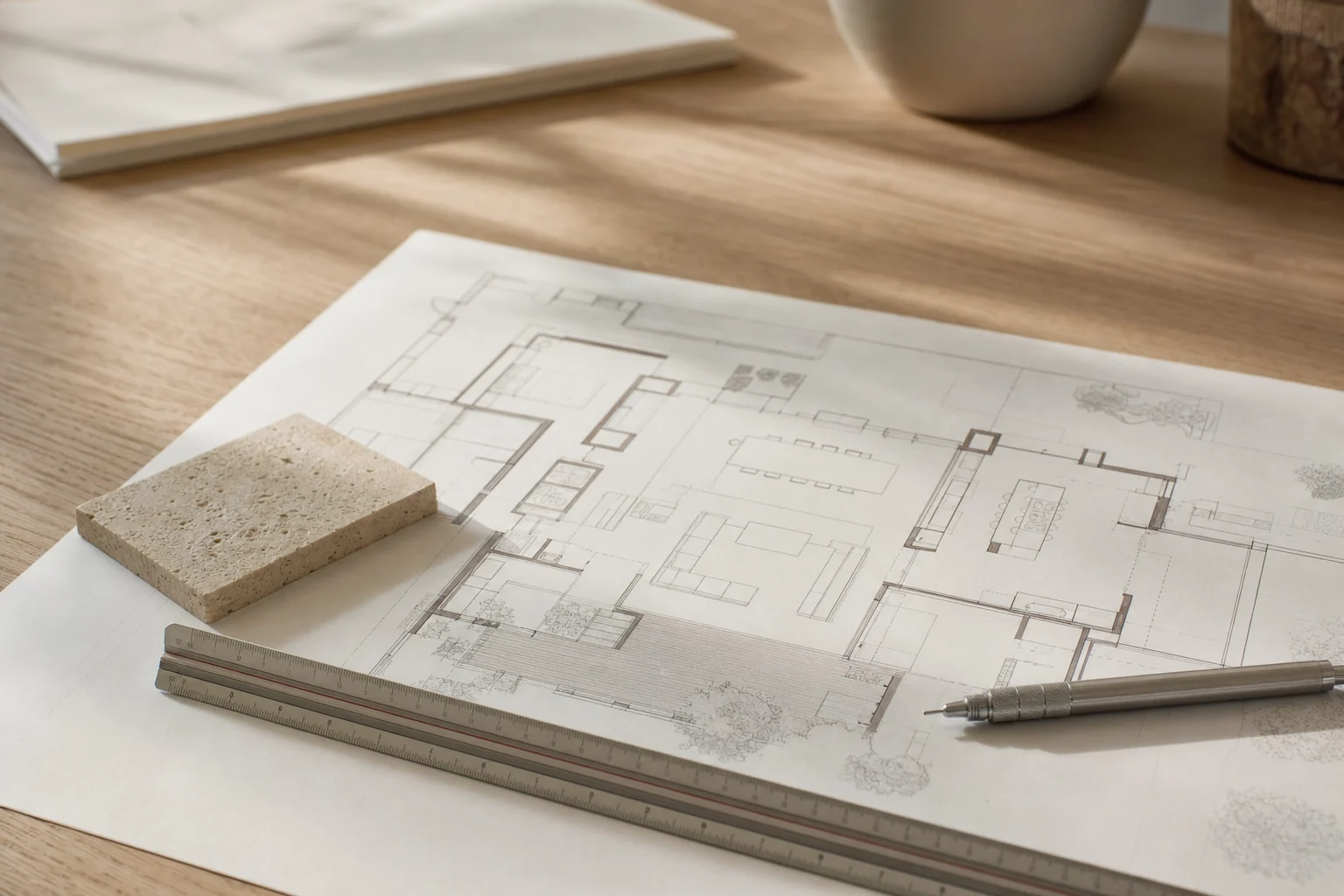 Plano de distribución de vivienda en un proyecto de interiorismo en Madrid