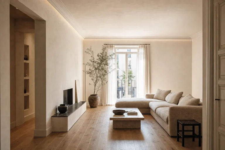 Salón reformado en Madrid: parquet de roble y luz natural
